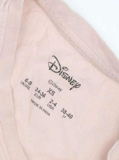 Womens UK Size XS Disney Pink Basic T-Shirt