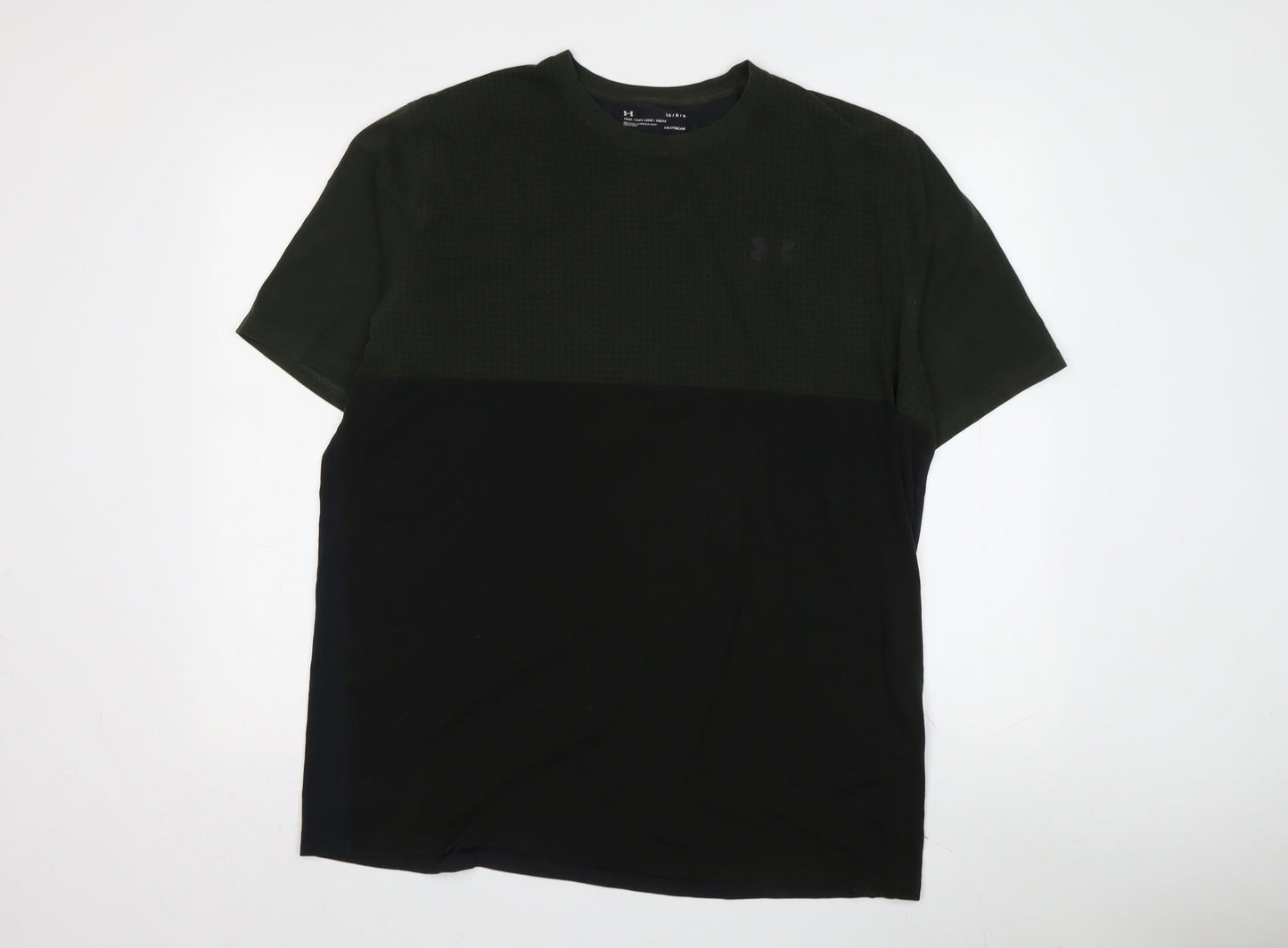 Under Armour Men's Black Green Colourblock T-Shirt L