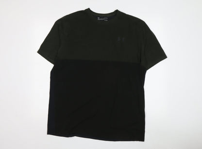Under Armour Men's Black Green Colourblock T-Shirt L
