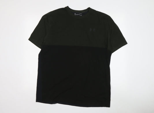 Under Armour Men's Black Green Colourblock T-Shirt L