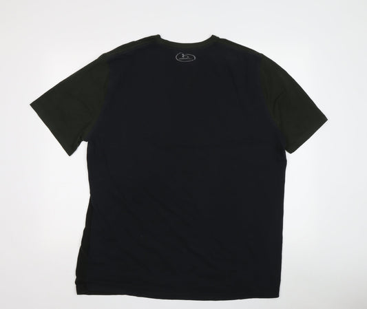 Under Armour Men's Black Green Colourblock T-Shirt L
