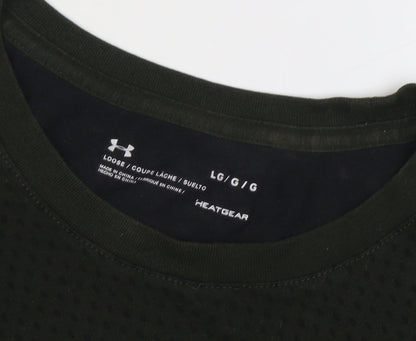 Under Armour Men's Black Green Colourblock T-Shirt L