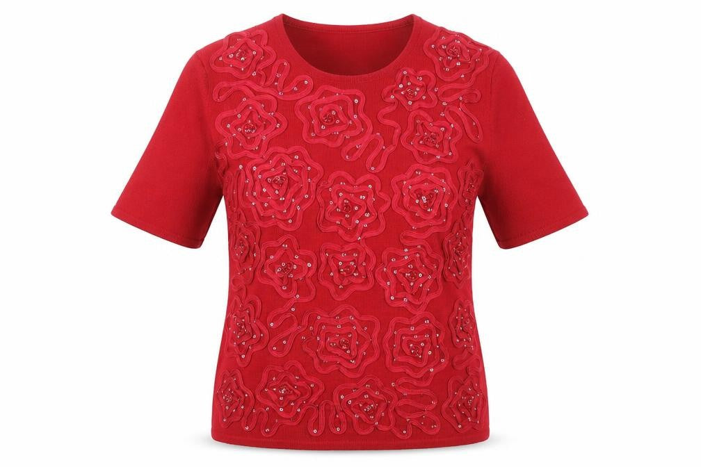 Womens UK Size S Jacques Vert Red Basic T-Shirt