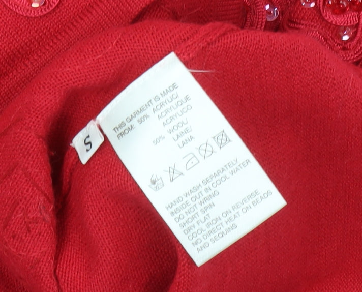 Jacques Vert Women's Red Sequin Knit T-Shirt S