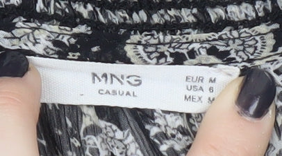 Womens UK Size 12 MNG Black Tunic Blouse