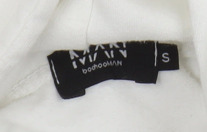 Mens UK Size S boohooMAN White Pullover Hoodie