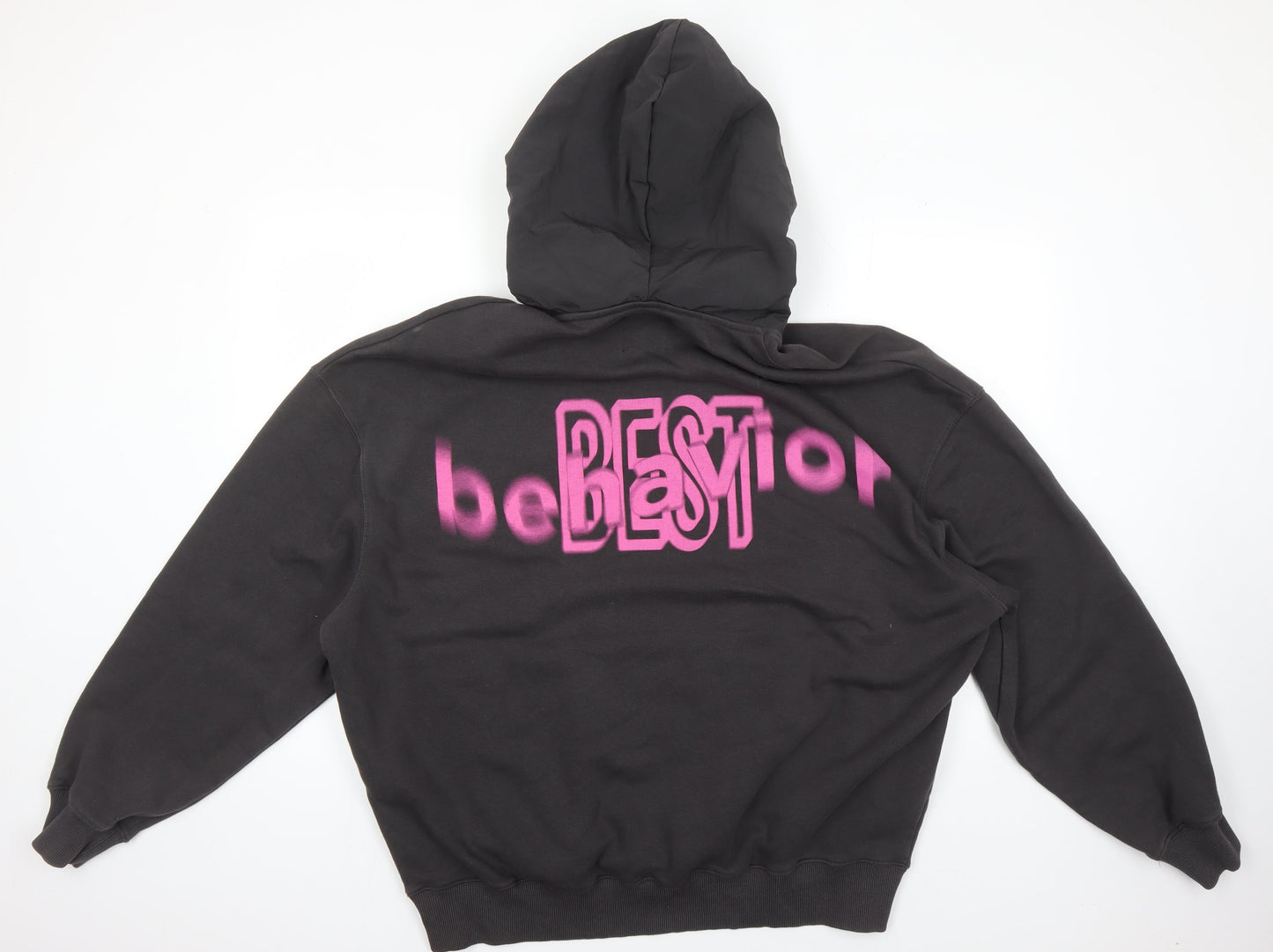 Zara Men's Black XL Pullover Hoodie, Graphic Print