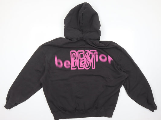 Zara Men's Black XL Pullover Hoodie, Graphic Print