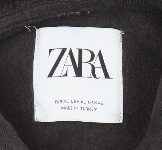 Zara Men's Black XL Pullover Hoodie, Graphic Print