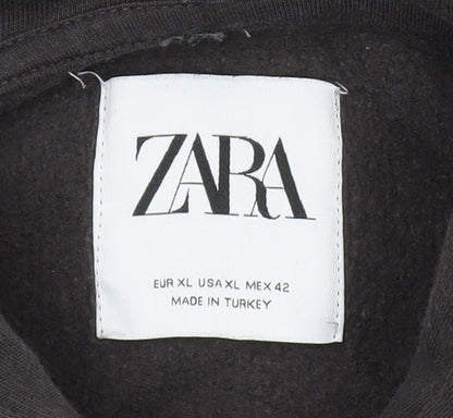 Zara Men's Black XL Pullover Hoodie, Graphic Print