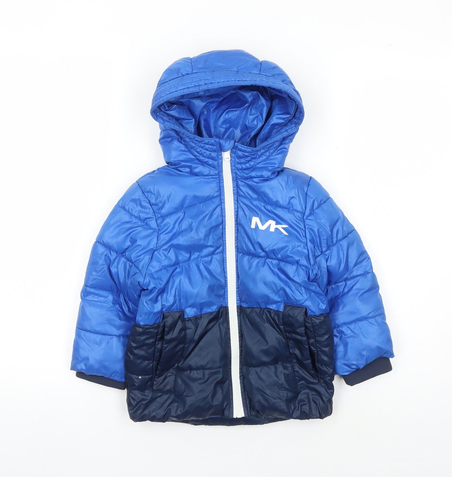 Michael Kors Boys Blue Puffer Jacket, Size 2 Years, Hooded
