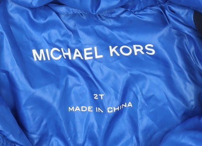 Michael Kors Boys Blue Puffer Jacket, Size 2 Years, Hooded