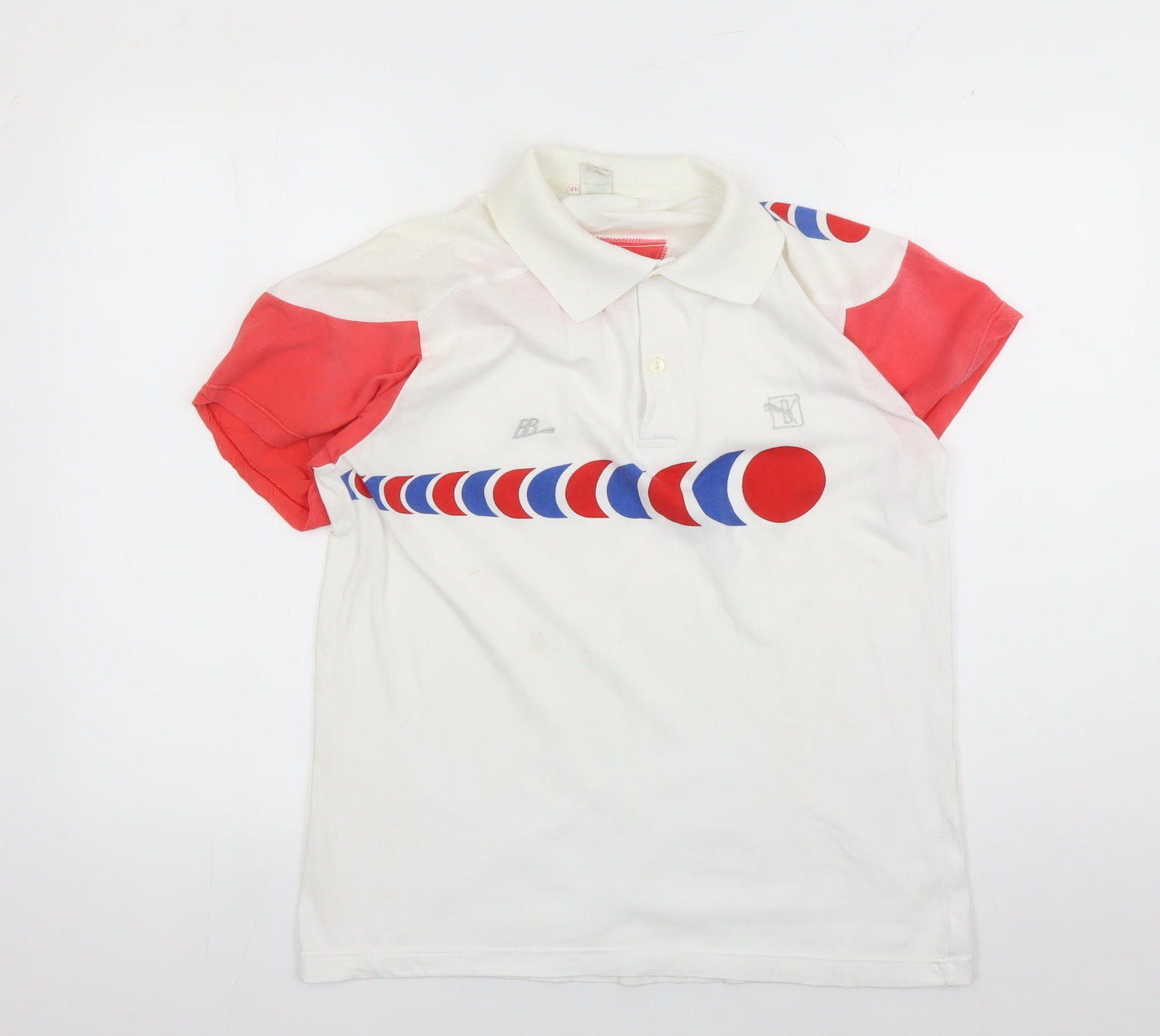 Puma Men's White Graphic Polo, Size 48, Short Sleeve