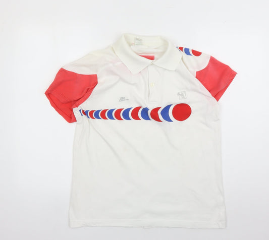 Puma Men's White Graphic Polo, Size 48, Short Sleeve