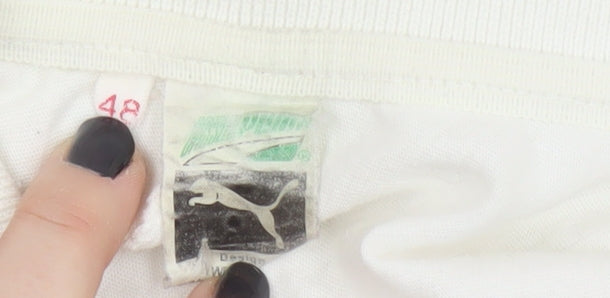 Puma Men's White Graphic Polo, Size 48, Short Sleeve