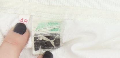 Puma Men's White Graphic Polo, Size 48, Short Sleeve