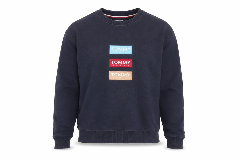 Mens UK Size M Tommy Jeans Black Pullover Sweatshirt