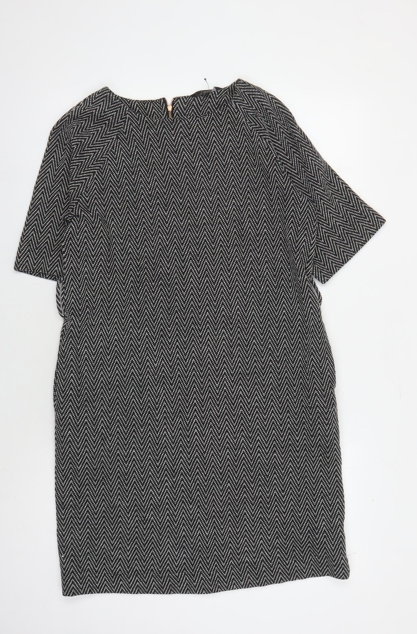 Next Women's Black Chevron Shift Dress Size 12