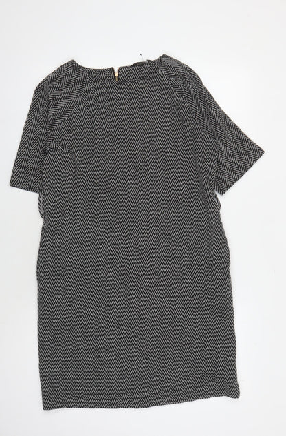 Next Women's Black Chevron Shift Dress Size 12