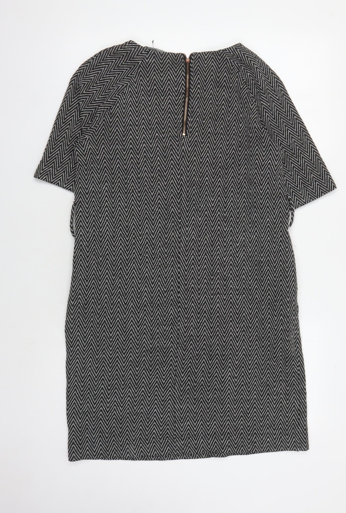 Next Women's Black Chevron Shift Dress Size 12