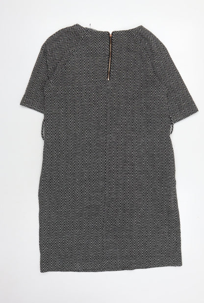 Next Women's Black Chevron Shift Dress Size 12