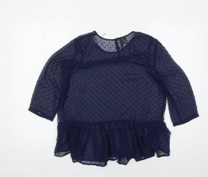 Womens UK Size 12 MNG Collection Blue Tunic Blouse