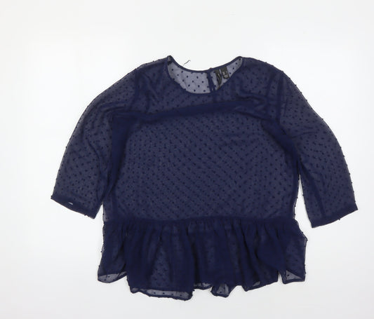 Womens UK Size 12 MNG Collection Blue Tunic Blouse