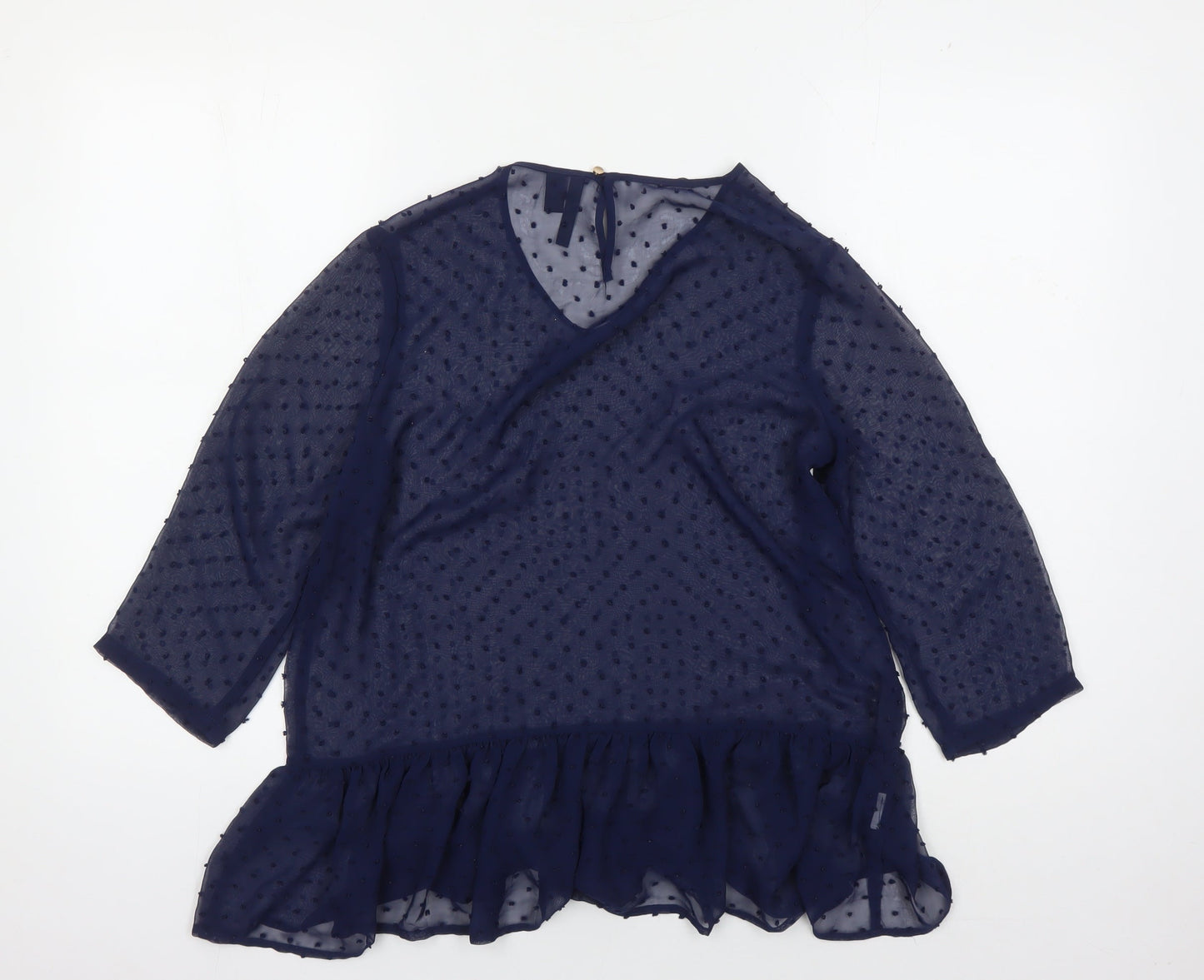 Womens UK Size 12 MNG Collection Blue Tunic Blouse