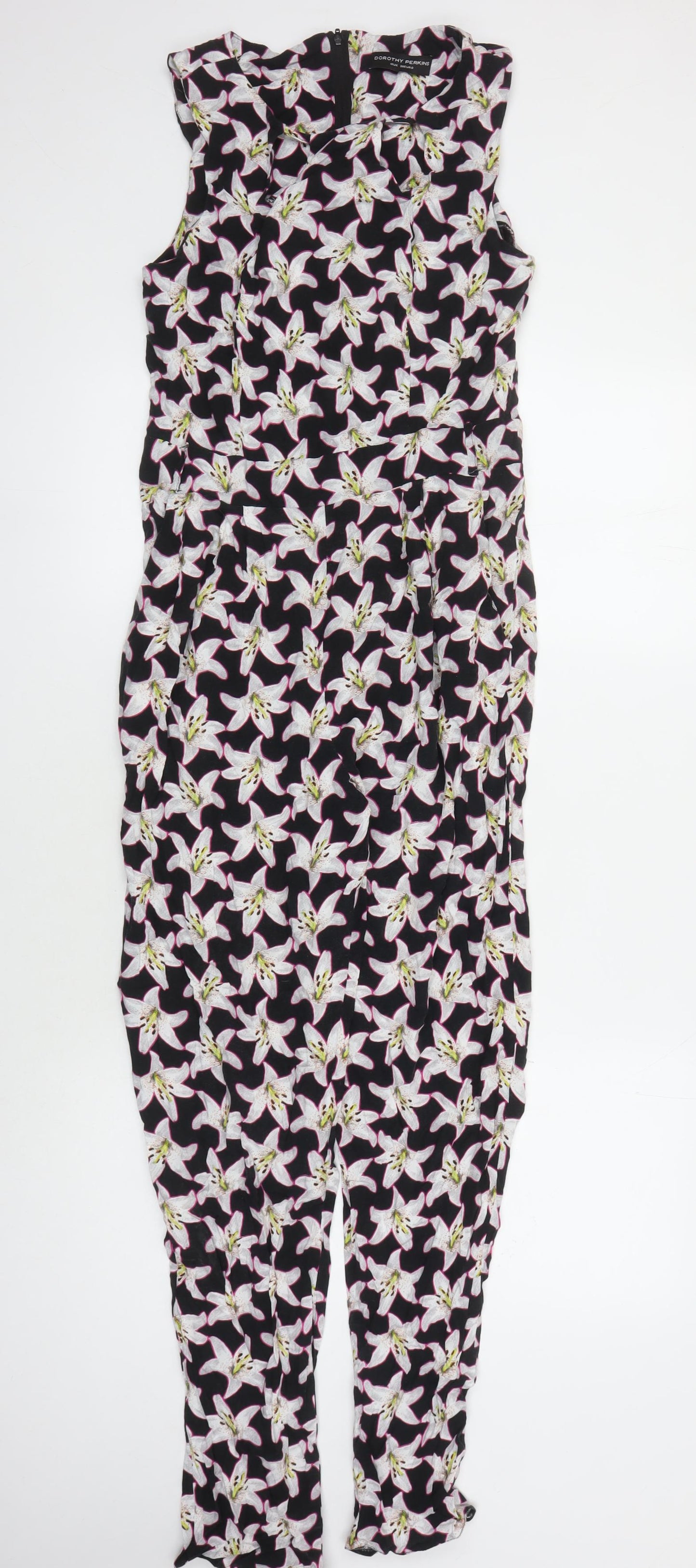 Dorothy Perkins Women's Black Floral Jumpsuit M