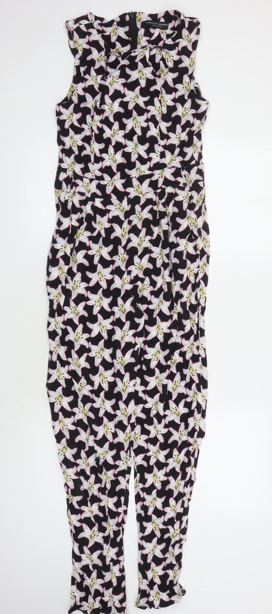 Dorothy Perkins Women's Black Floral Jumpsuit M