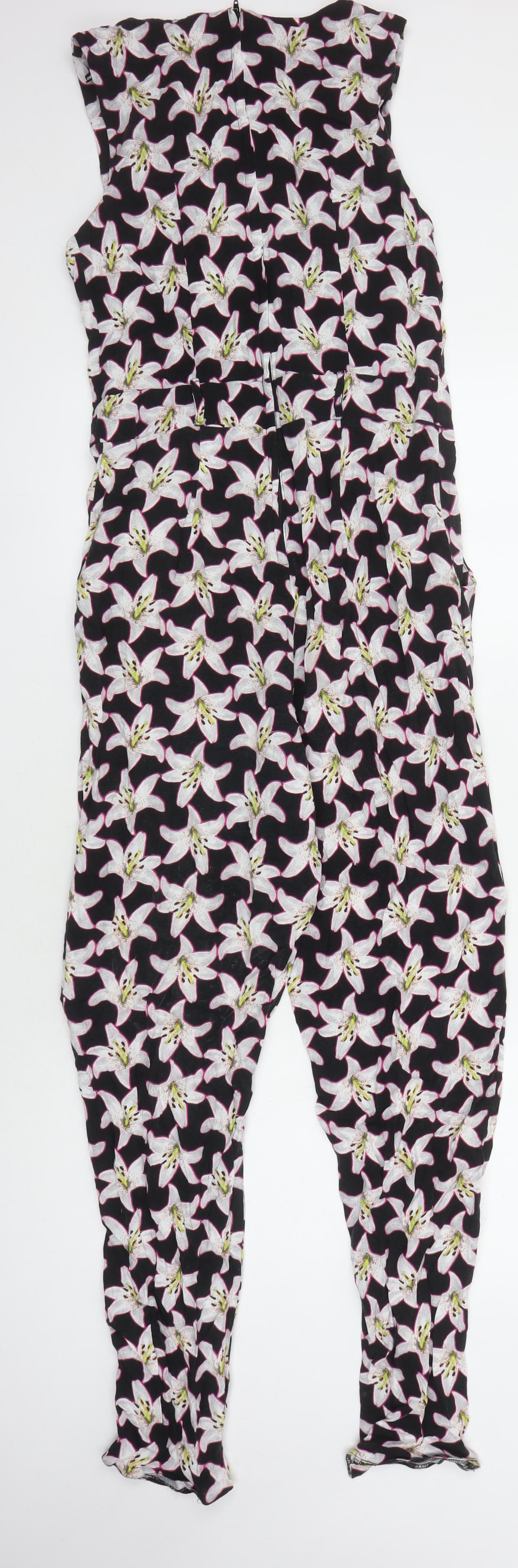 Dorothy Perkins Women's Black Floral Jumpsuit M