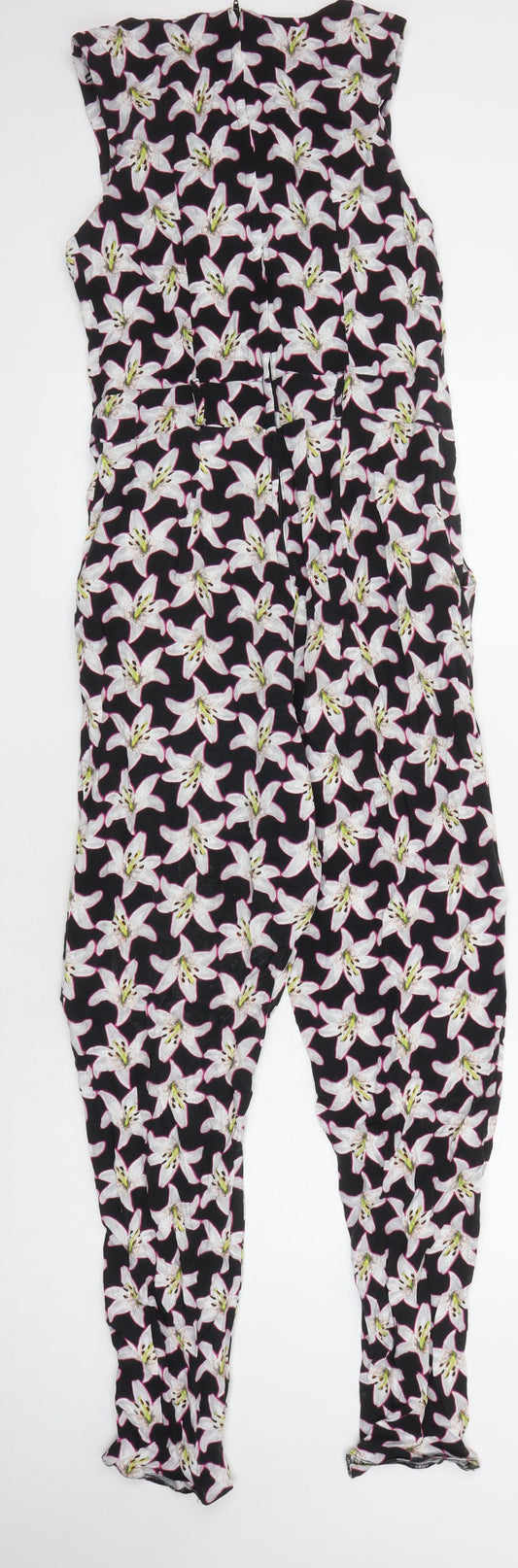 Dorothy Perkins Women's Black Floral Jumpsuit M