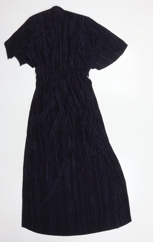 AX Paris Elegant Women's Blue Midi Wrap Dress - Size 14