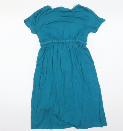 H&M Women's Blue Wrap Dress, Size 6, Knee Length