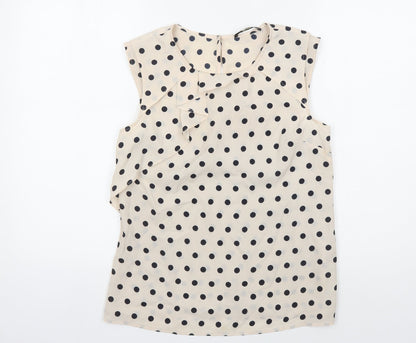 Womens UK Size 10 Oasis Beige Basic Blouse