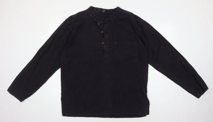 Coline Women's Black Long Sleeve Henley Blouse XL