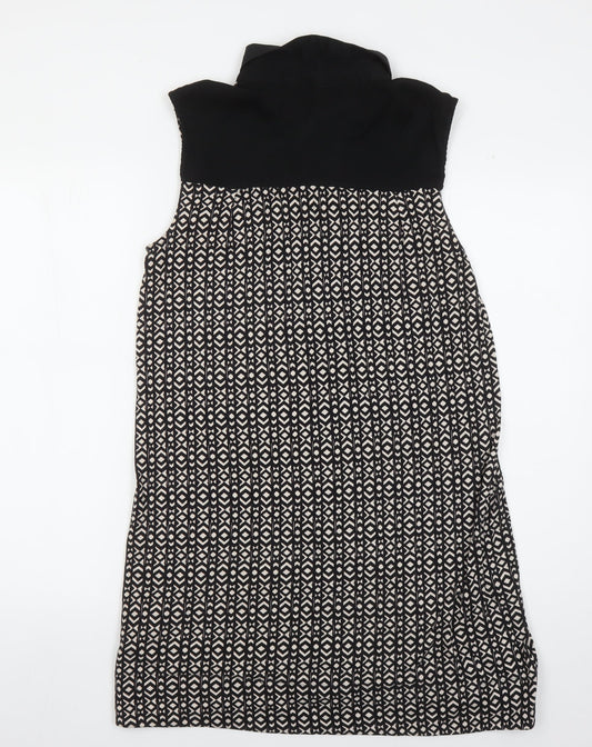 Next Women's Black Geometric Shift Dress Size 12