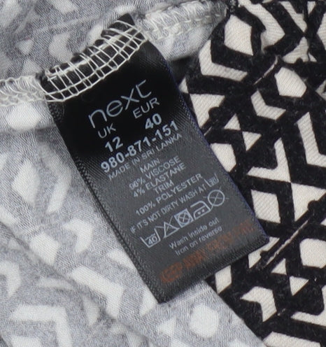 Next Women's Black Geometric Shift Dress Size 12