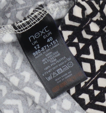 Next Women's Black Geometric Shift Dress Size 12