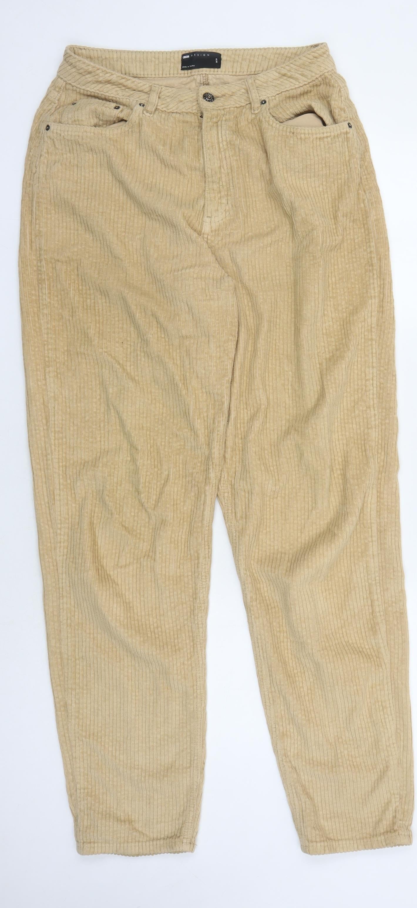 ASOS DESIGN Men's Beige Corduroy Trousers 28