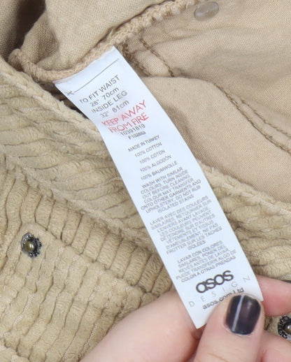 ASOS DESIGN Men's Beige Corduroy Trousers 28