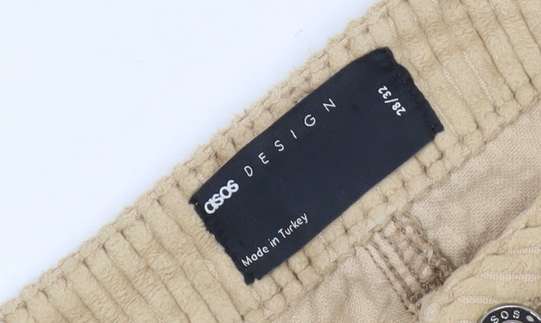 ASOS DESIGN Men's Beige Corduroy Trousers 28
