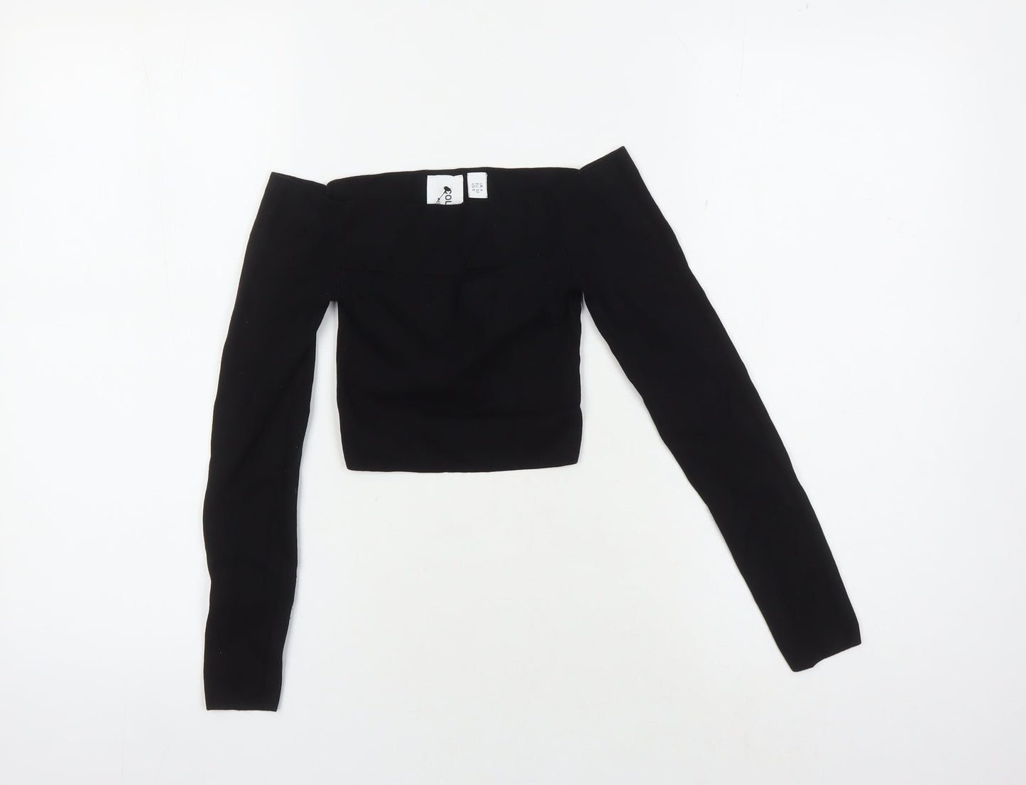 Womens UK Size 4 COLLUSION Black Cropped T-Shirt