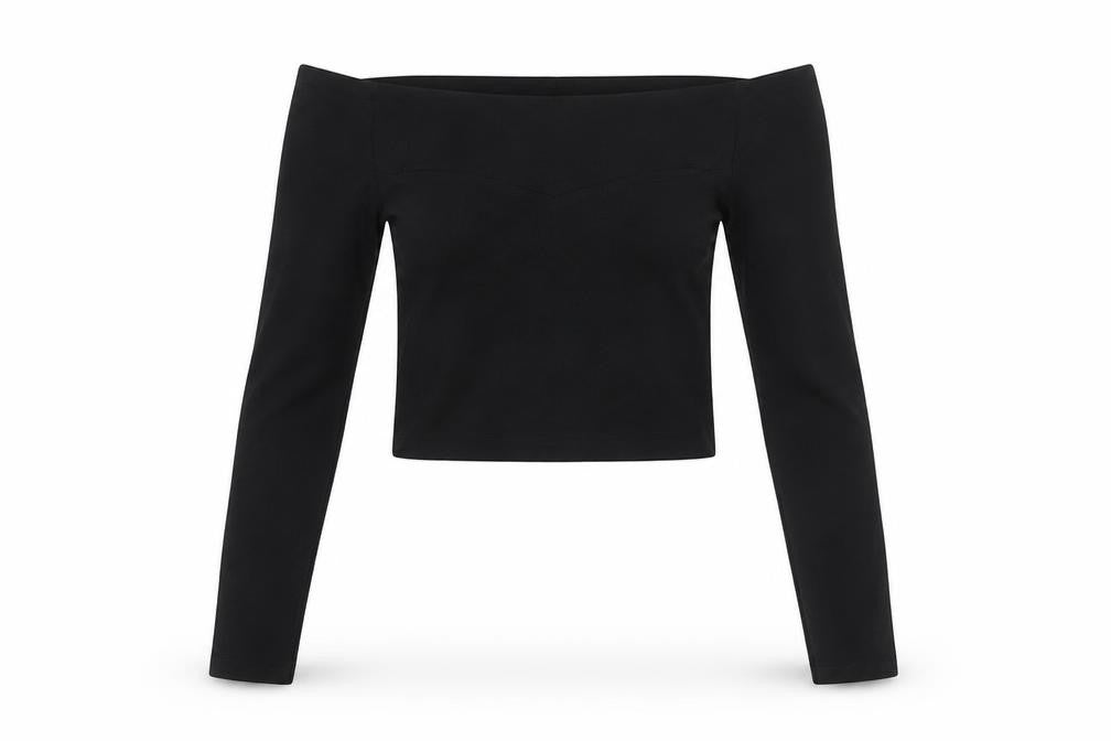 Womens UK Size 4 COLLUSION Black Cropped T-Shirt
