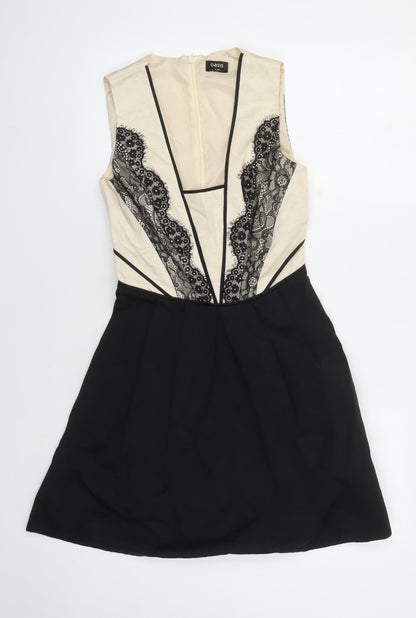 Oasis Women's Black Beige A-Line Dress UK 8 Party