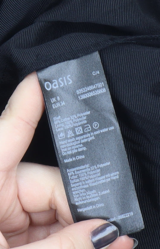 Oasis Women's Black Beige A-Line Dress UK 8 Party