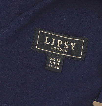 Lipsy London Women's Blue Sleeveless Shift Dress - Size 12