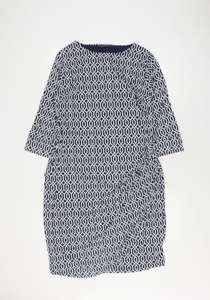 Women's Blue Geometric Dress, Size L