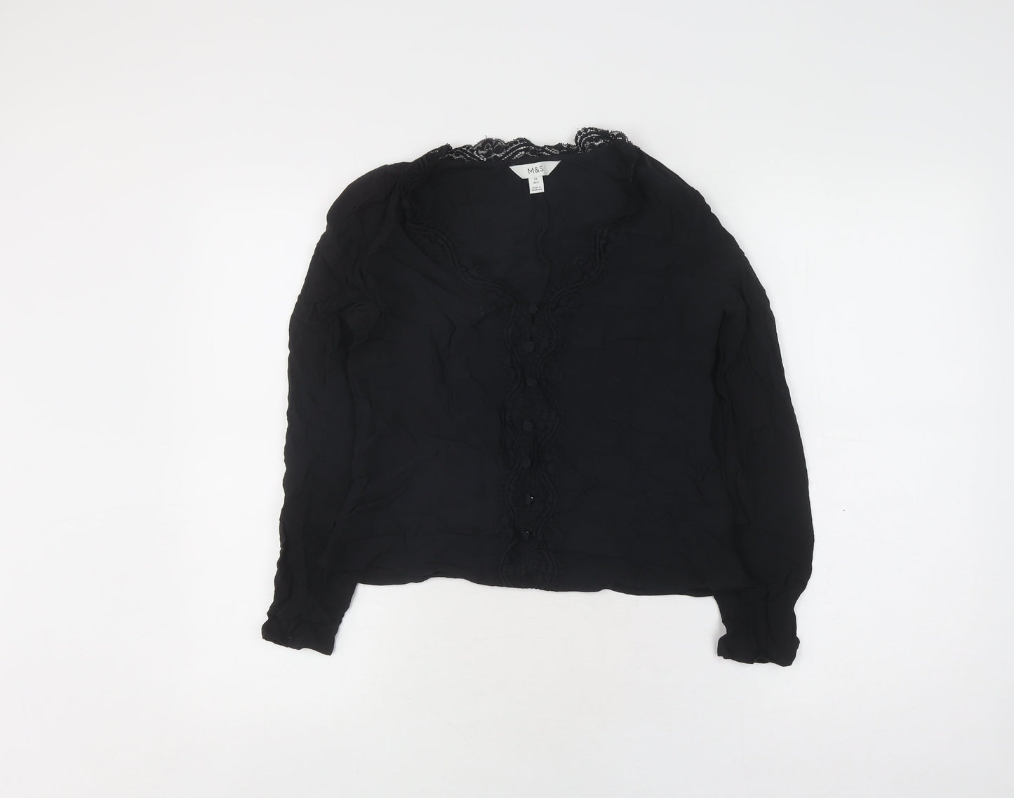Womens UK Size 10 Marks and Spencer Black  Blouse