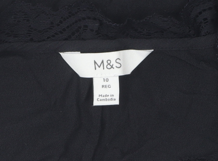 Womens UK Size 10 Marks and Spencer Black  Blouse